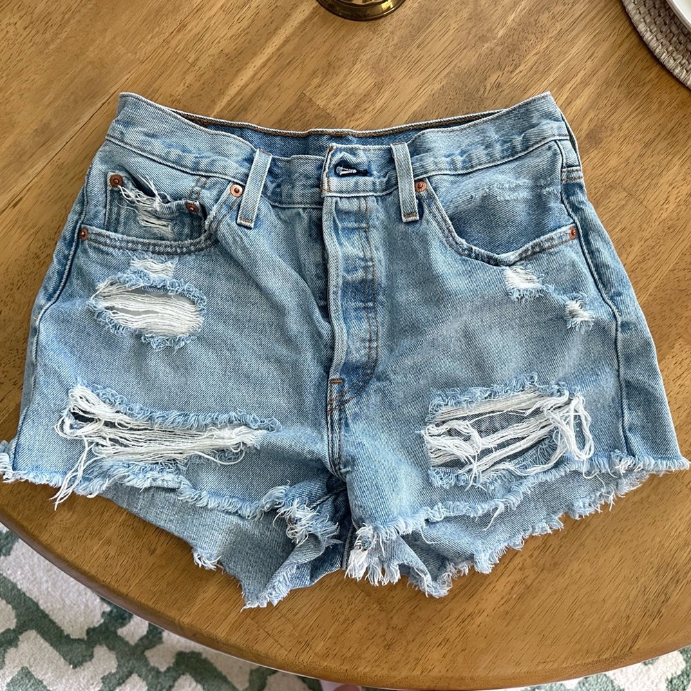 Levi Distressed 501 Denim Shorts